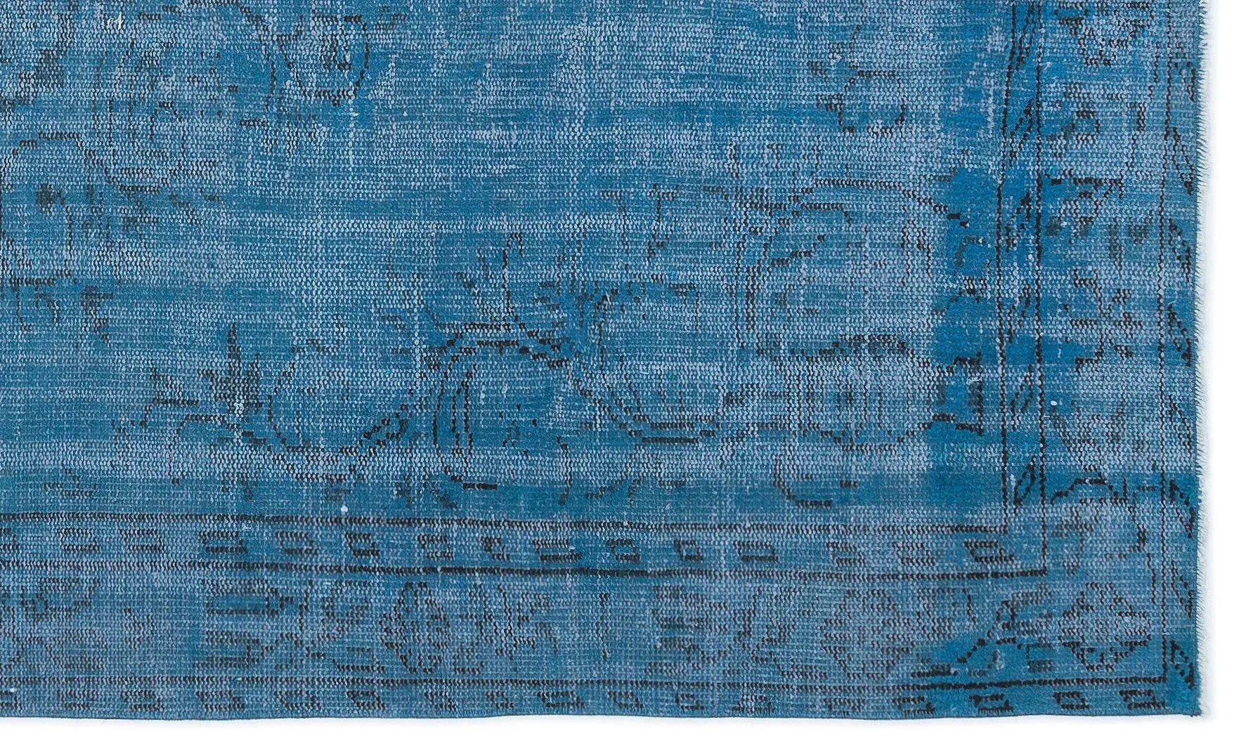 Gri Lacivert Eskitme Klasik Yün Halı 147x247