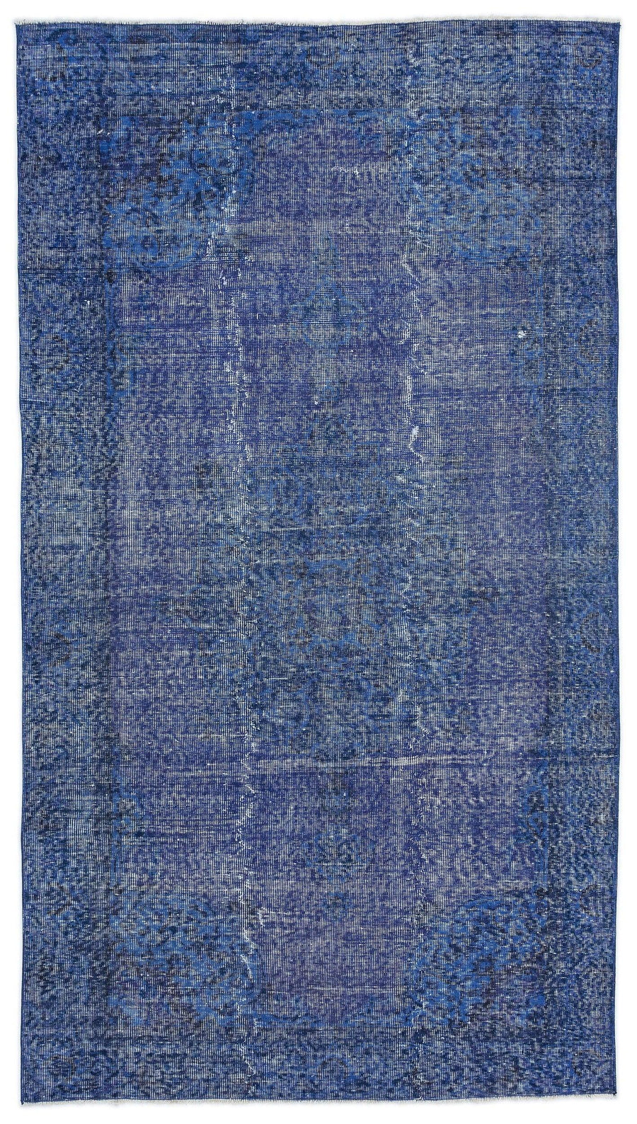 Abstract Blue and Grey Hand-Knotted Wool Rug 140x252 cm (4'7" x 8'3") – in the hallway