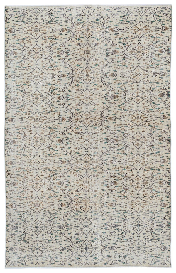 Krem Anadolu Bohem Geometrik Yün Halı 163x259 - Özel Seri