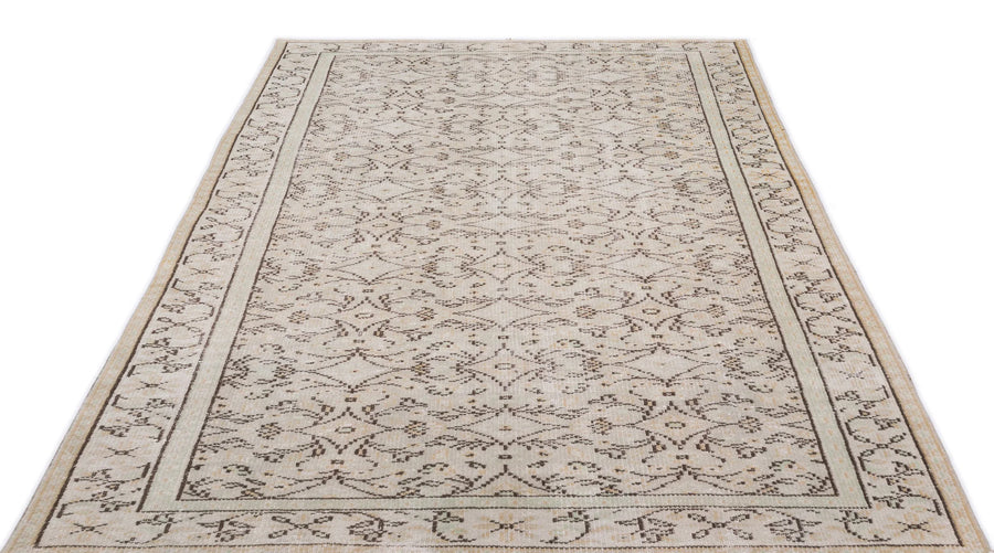 Bej Anadolu Eskitme Geometrik Yün Halı 162x253 - Özel Seri