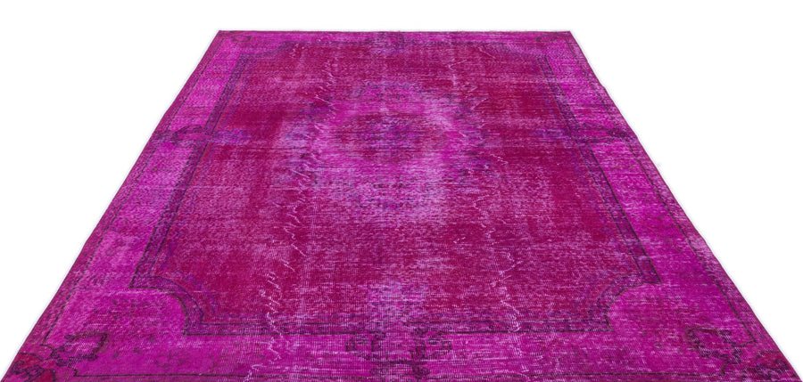 Pembe Anadolu Eskitme Geometrik Yün Halı 197x288 - Özel Seri