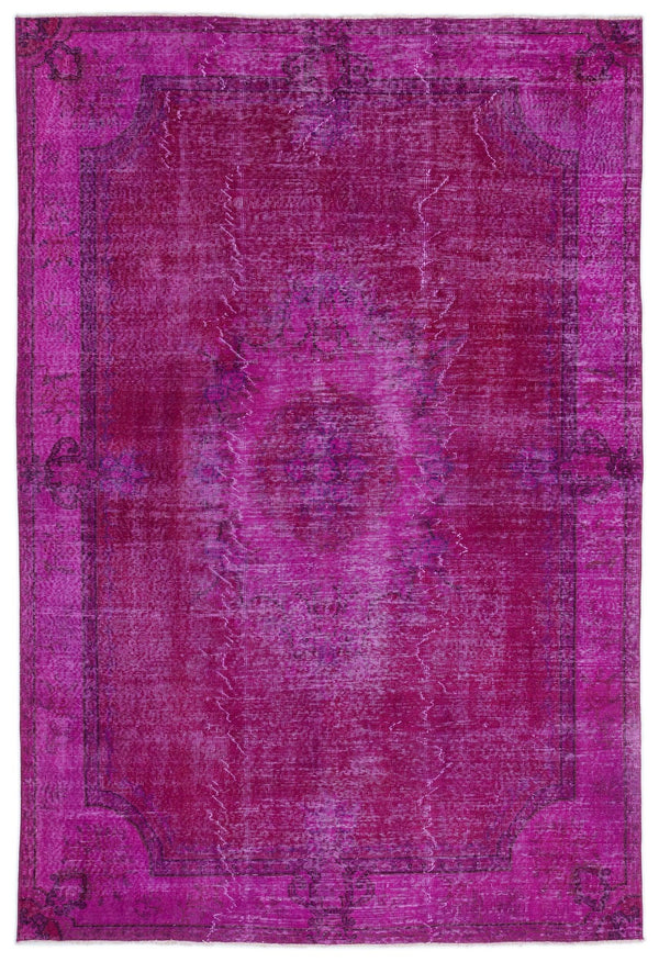 Pembe Anadolu Eskitme Geometrik Yün Halı 197x288 - Özel Seri