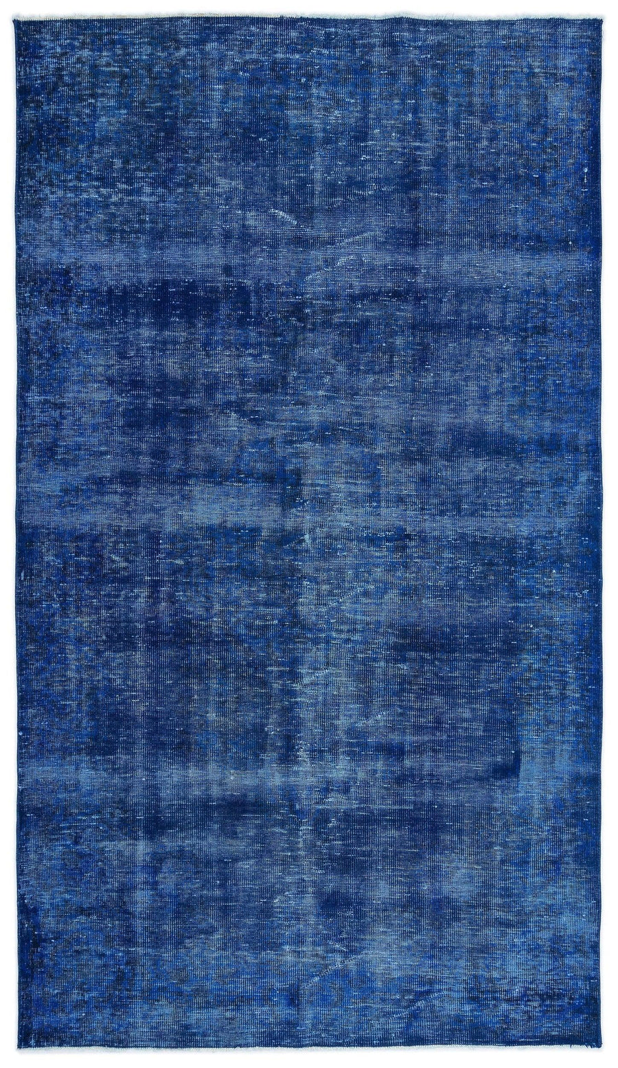 Plain Blue Hand-Knotted Wool Rug with Melange Texture 166x288 cm (5'5" x 9'5") – in the hallway