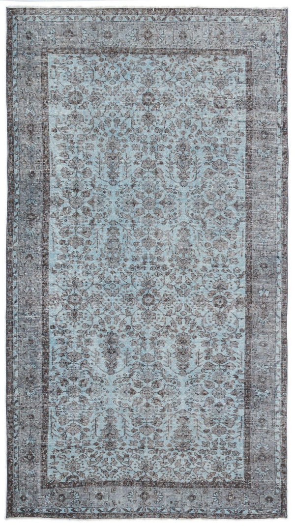 Mavi Anadolu Çiçekli Yün Halı 167x302 - Özel Seri