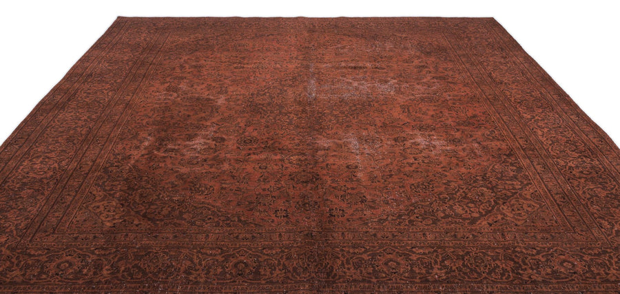 Kiremit Krem Eskitme Madalyonlu Yün Halı 294x350