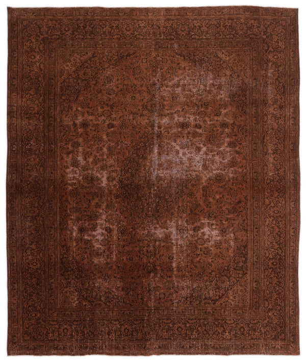 Kiremit Krem Eskitme Madalyonlu Yün Halı 294x350