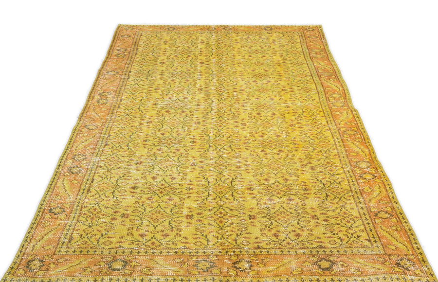 Sarı Anadolu Eskitme Geometrik Yün Halı 147x266 - Özel Seri
