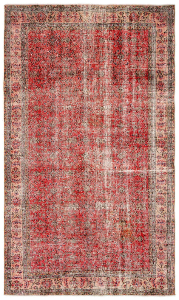 Kırmızı Anadolu Eskitme Geometrik Yün Halı 162x262 - Özel Seri