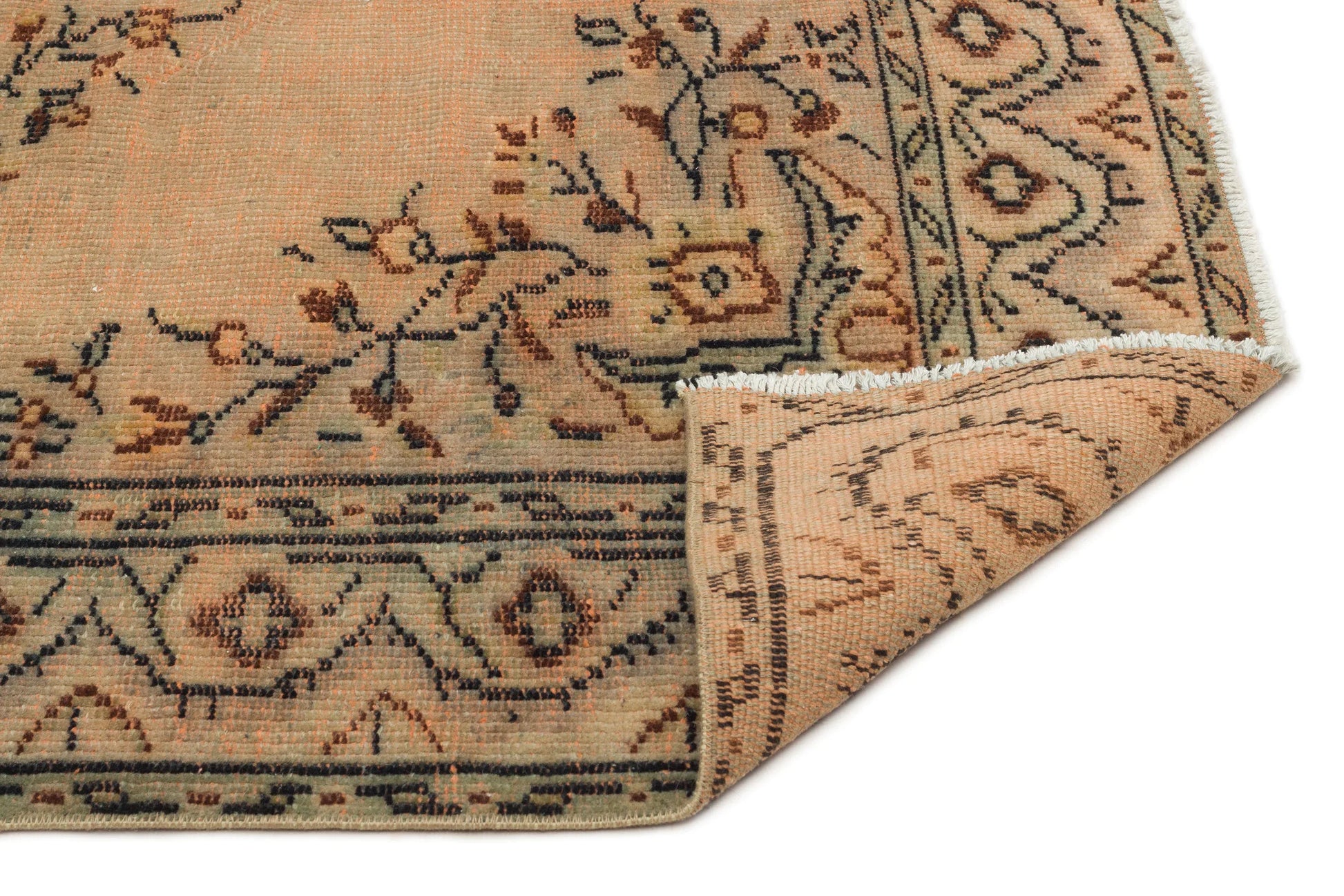 Turuncu Anadolu Eskitme Geometrik Yün Halı 153x246 - Özel Seri