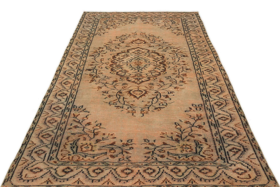 Turuncu Anadolu Eskitme Geometrik Yün Halı 153x246 - Özel Seri