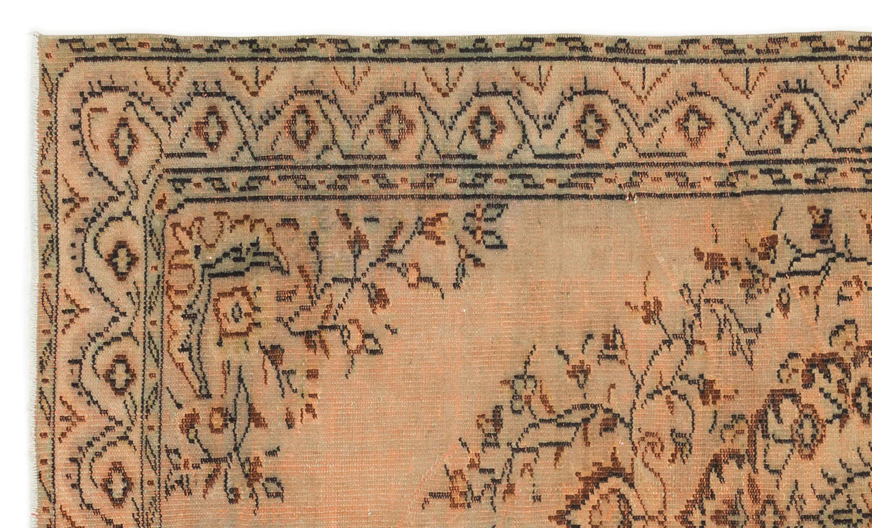 Turuncu Anadolu Eskitme Geometrik Yün Halı 153x246 - Özel Seri