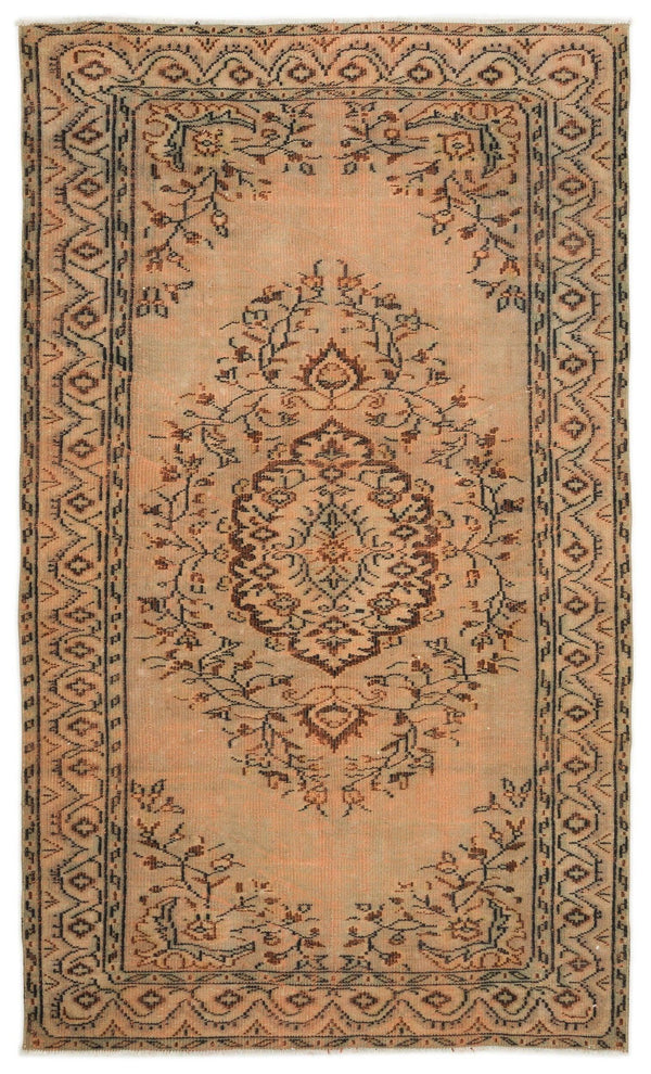 Turuncu Anadolu Eskitme Geometrik Yün Halı 153x246 - Özel Seri
