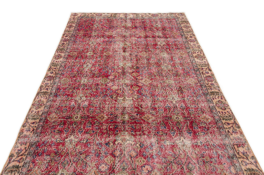 Kırmızı Anadolu Eskitme Klasik Yün Halı 151x262 - Özel Seri