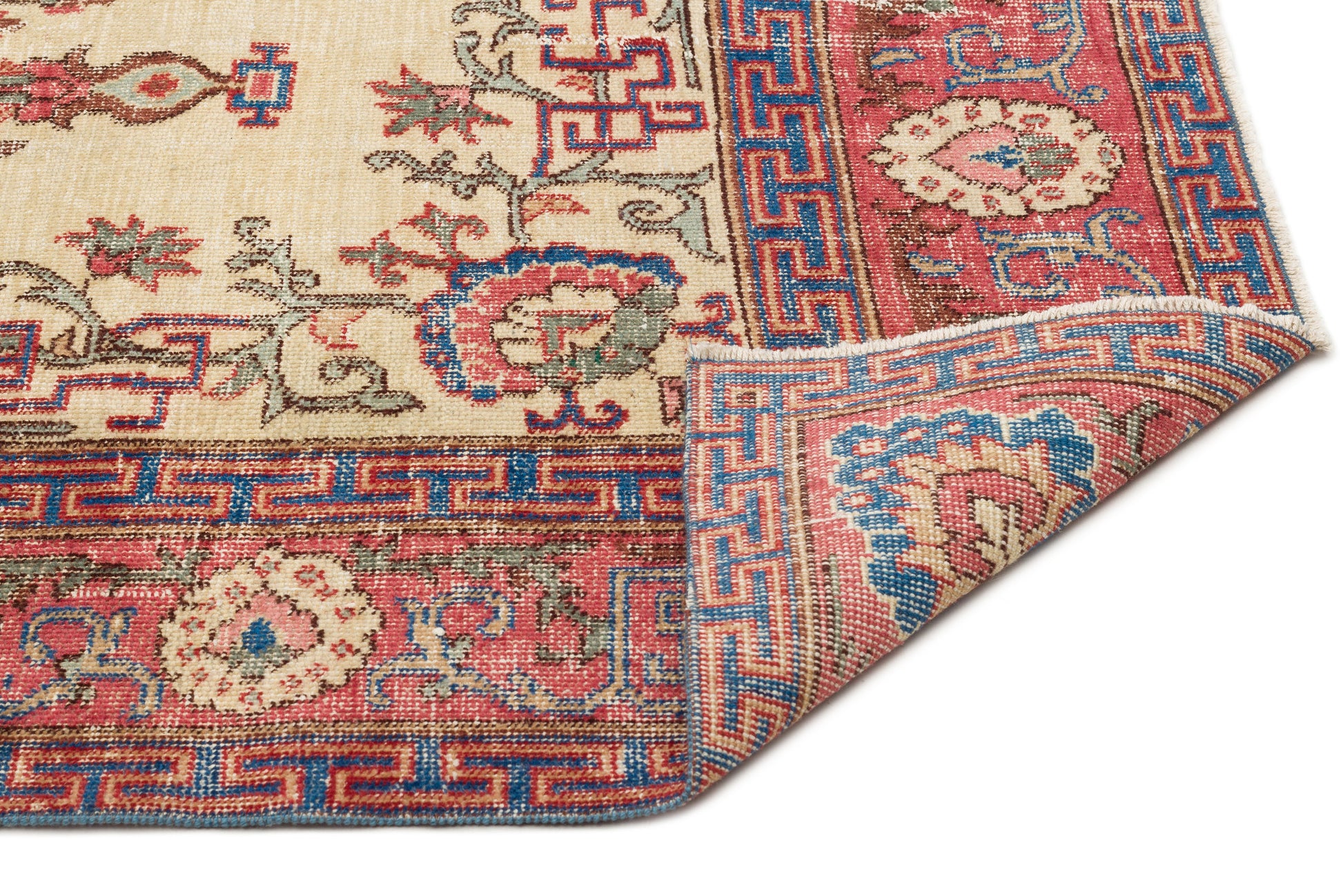 Atina Krem Eskitme Yün El Dokuma Halısı 195 x 298 Apex Unique