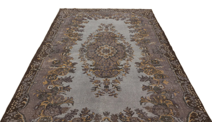Gri Anadolu Geometrik Madalyonlu Yün Halı 184x300 - Özel Seri