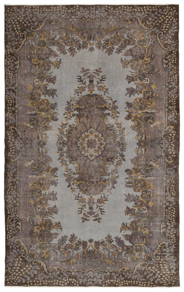 Gri Anadolu Geometrik Madalyonlu Yün Halı 184x300 - Özel Seri