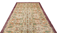 Cream and Blue Floral Distressed Turkish Rug 180x292 cm (5'11" x 9'7")