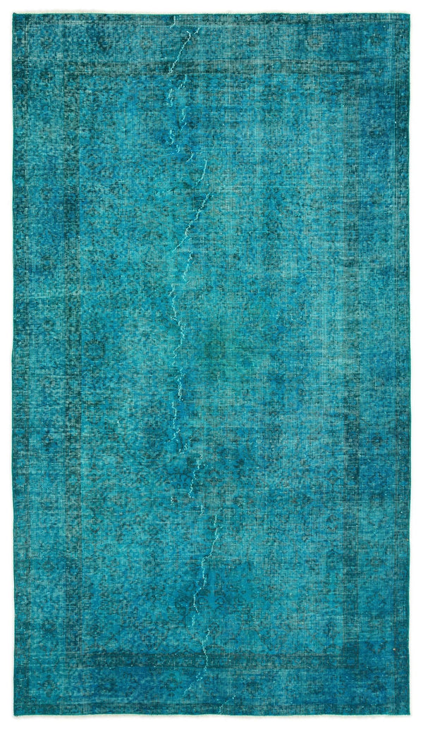 Mavi Siyah Eskitme Madalyonlu Yün Halı 147x258