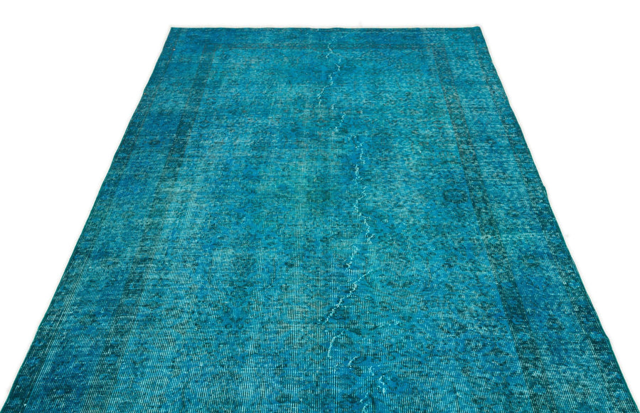 Mavi Siyah Eskitme Madalyonlu Yün Halı 147x258