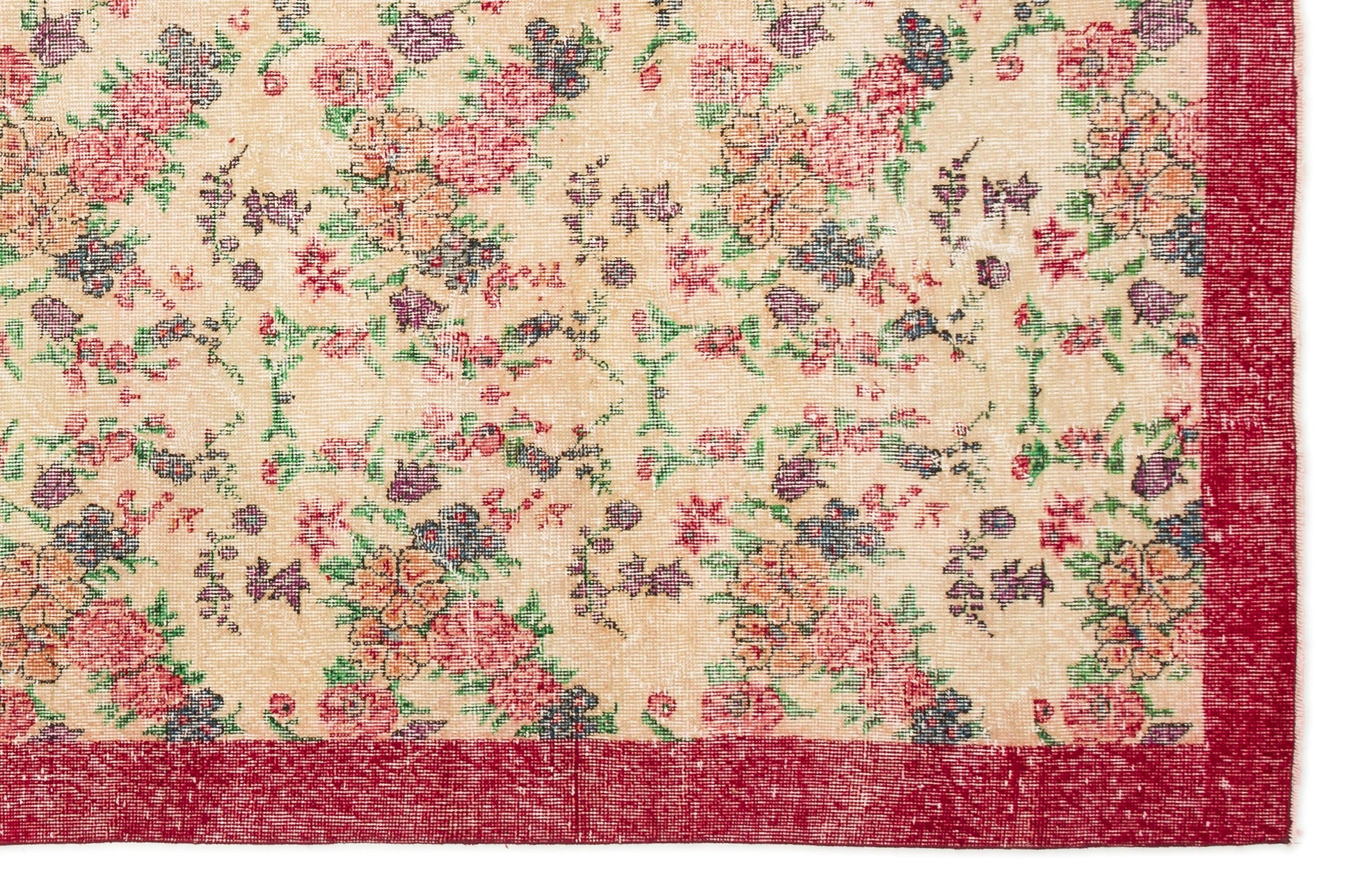 Atina Kırmızı Çiçekli Yün El Dokuma Halısı 190 x 285 Apex Unique