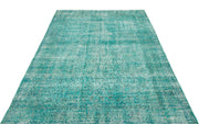 Beyaz Mavi Eskitme Geometrik Yün Halı 160x254