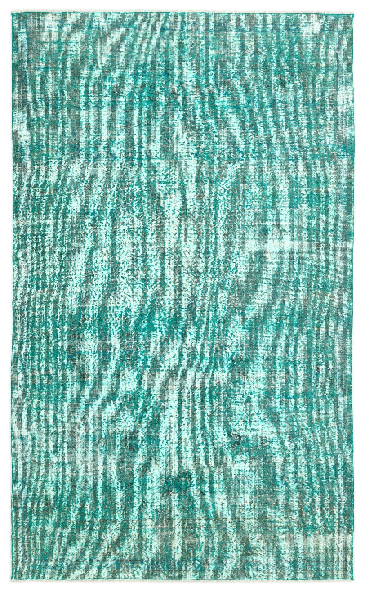 Beyaz Mavi Eskitme Geometrik Yün Halı 160x254