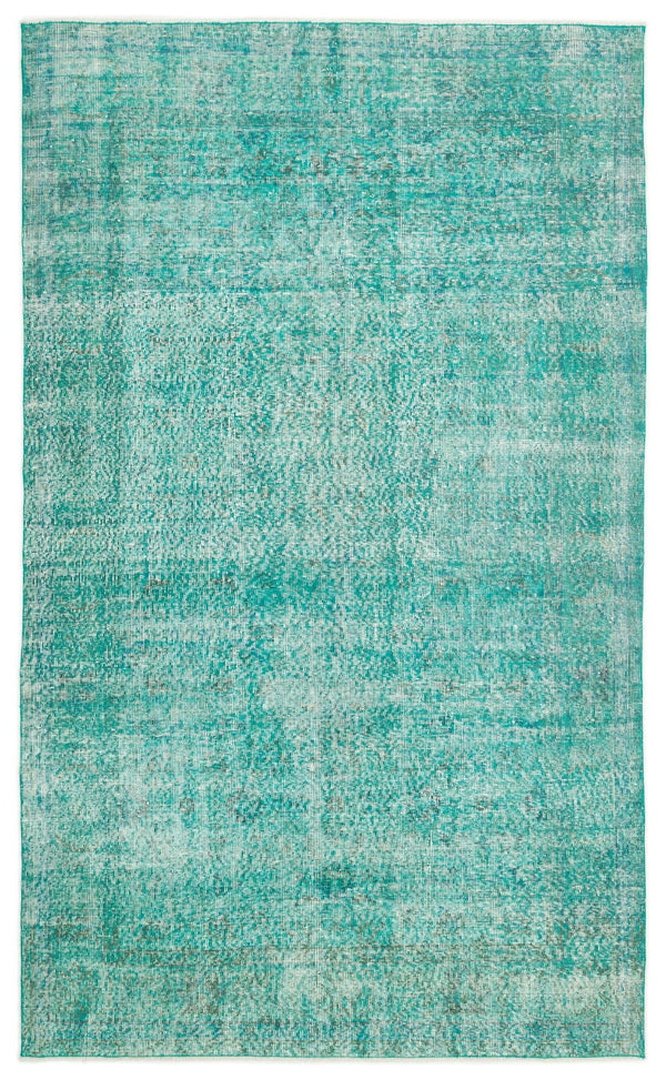 Beyaz Mavi Eskitme Geometrik Yün Halı 160x254