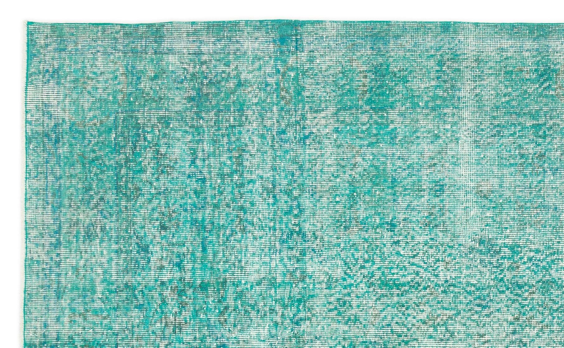 Beyaz Mavi Eskitme Geometrik Yün Halı 160x254