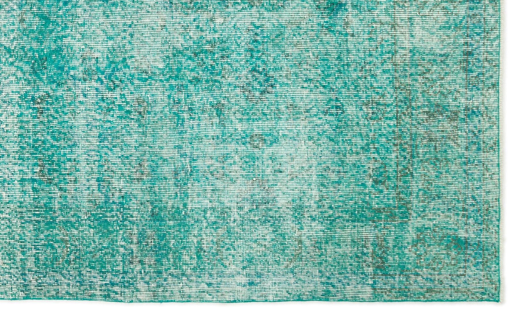 Beyaz Mavi Eskitme Geometrik Yün Halı 160x254
