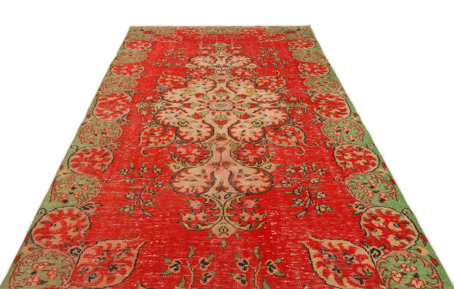 Kırmızı Anadolu Eskitme Madalyonlu Yün Halı 185x316 - Özel Seri