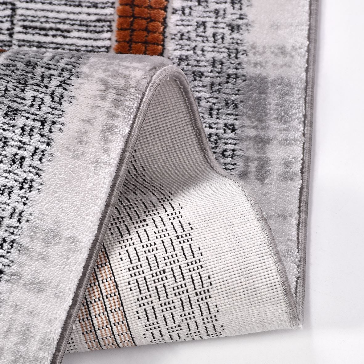 Julia Gri Çerçeveli Akrilik Triko Makine Halısı Crea