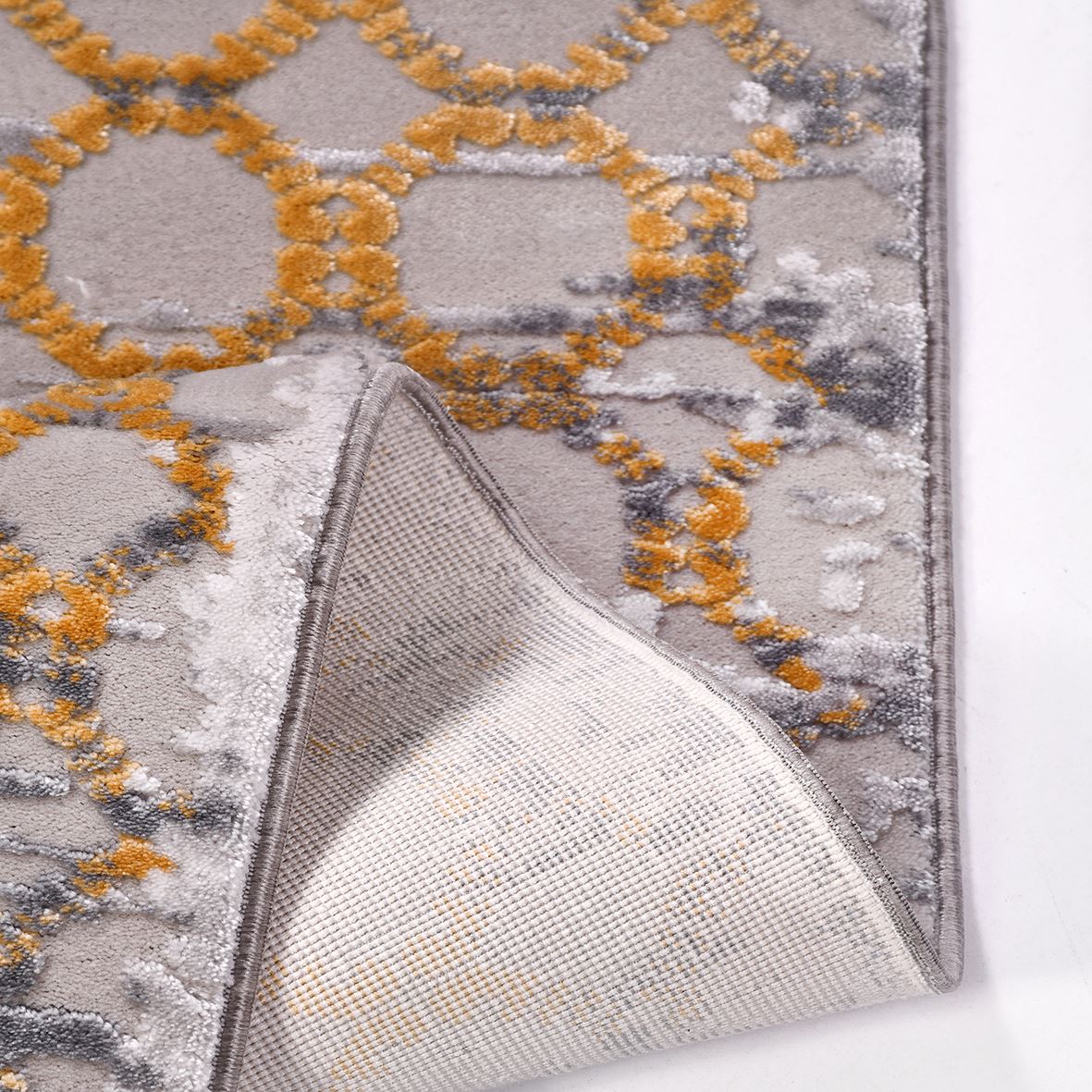 Rose Gri Çerçeveli Akrilik Triko Makine Halısı Crea