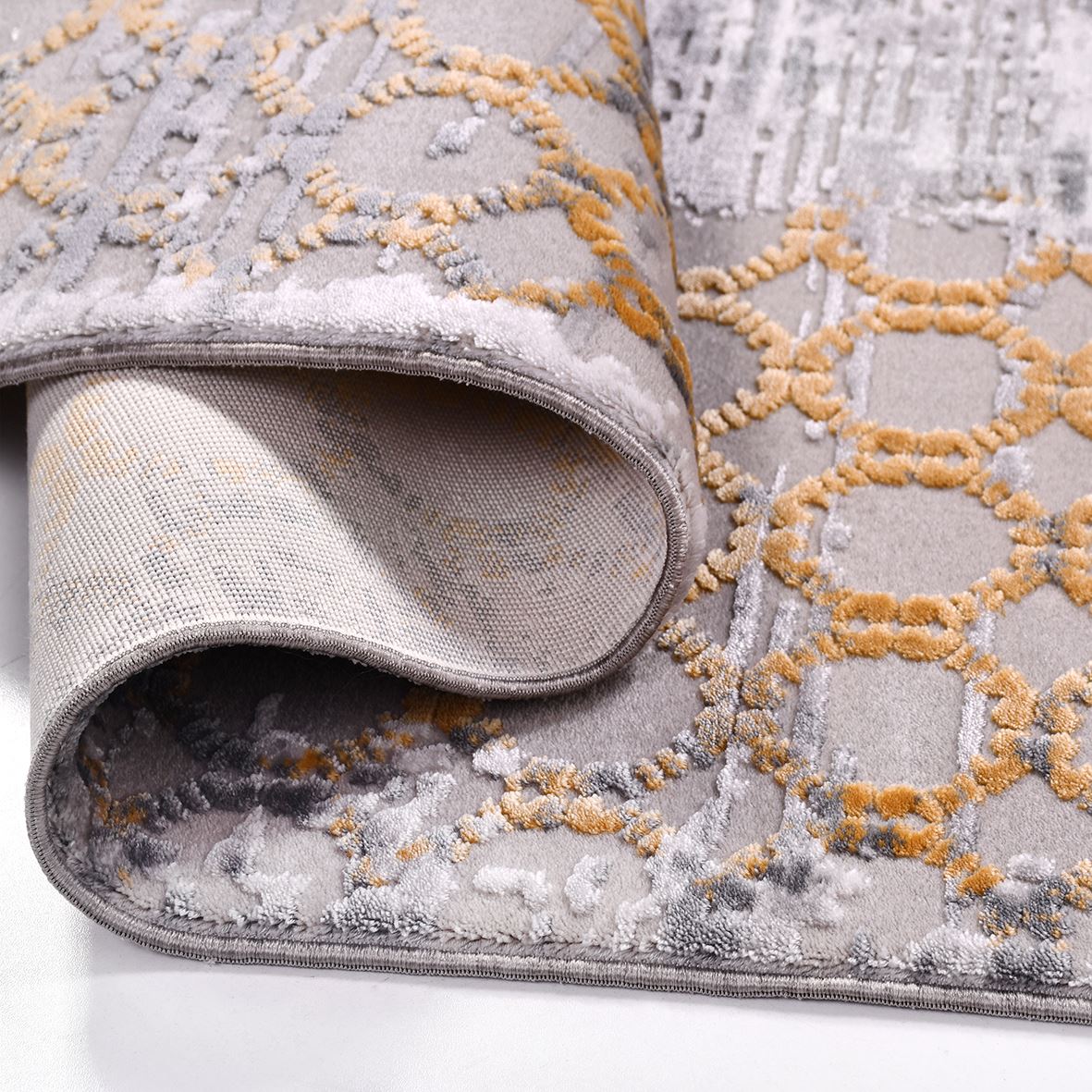 Rose Gri Çerçeveli Akrilik Triko Makine Halısı Crea