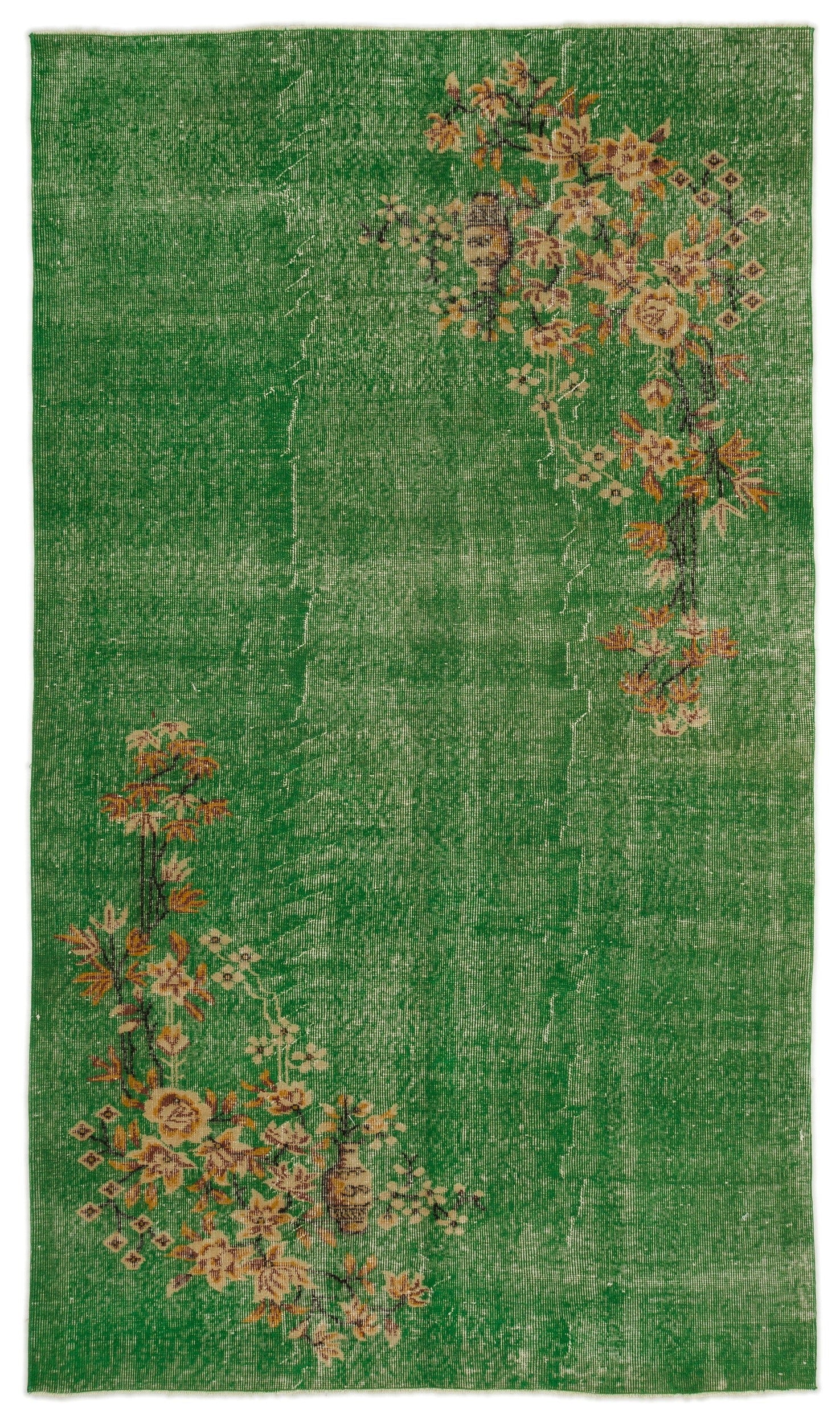 Atina Yeşil Eskitme Yün El Dokuma Halısı 154 x 271 Apex Unique