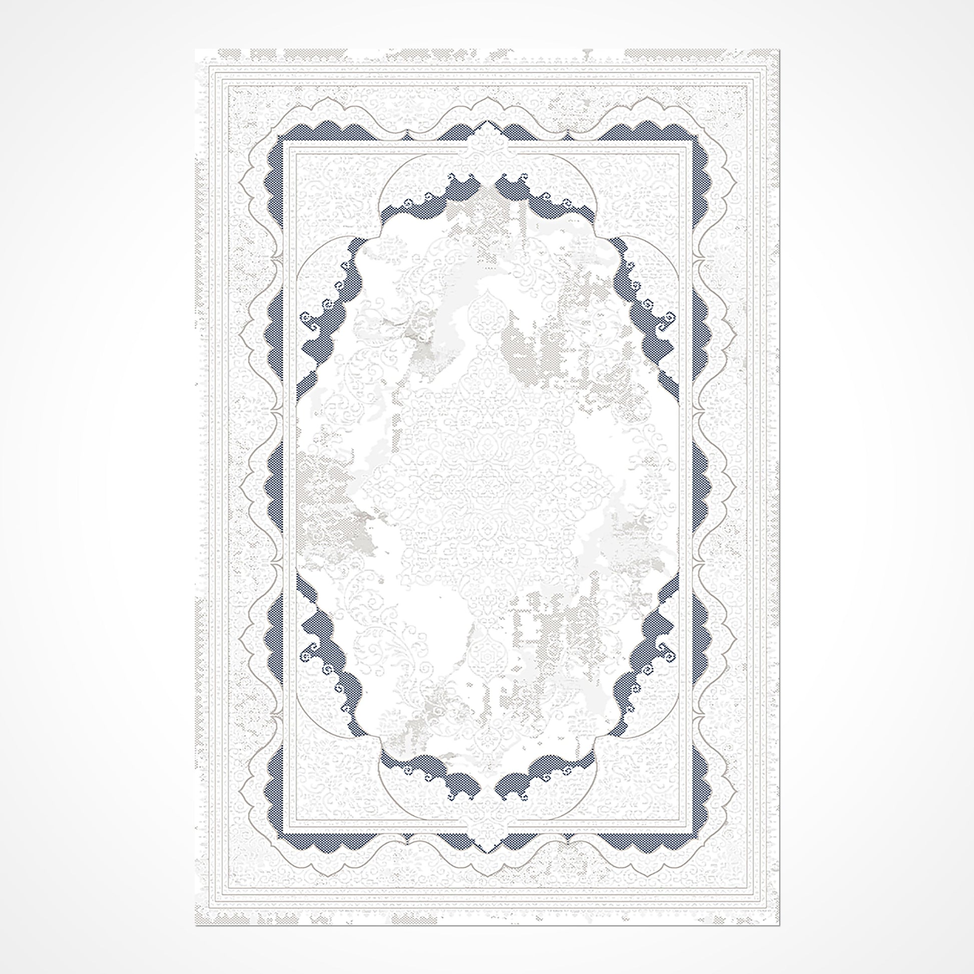 Christina Beyaz Göbekli Polyester Makine Halısı Crea