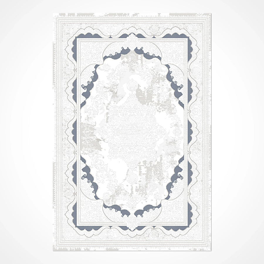 Beyaz Klasik Saray Triko Halı - Pati Dostu - Toz Vermez