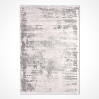 White and Grey Abstract Area Rug with Soft Texture