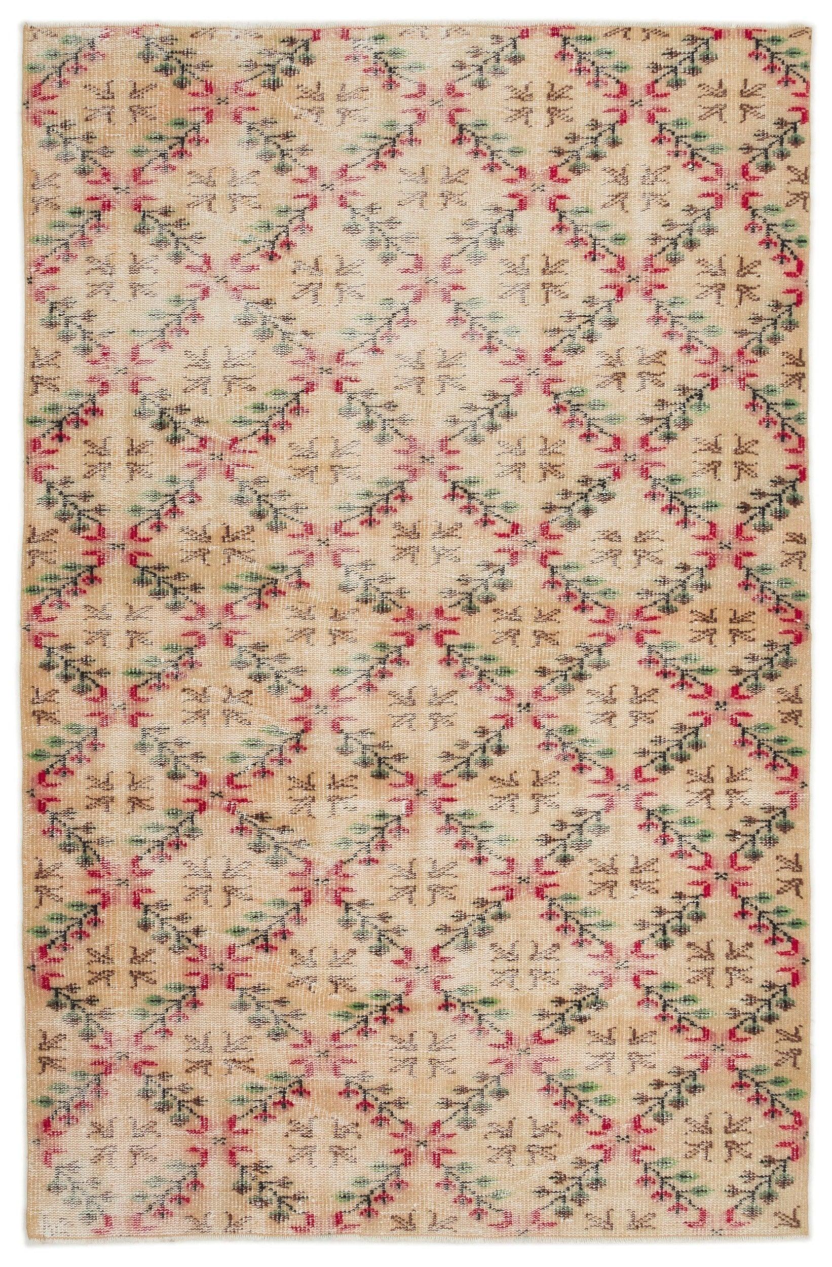 Bej Anadolu Eskitme Geometrik Yün Halı 148x225 - Özel Seri