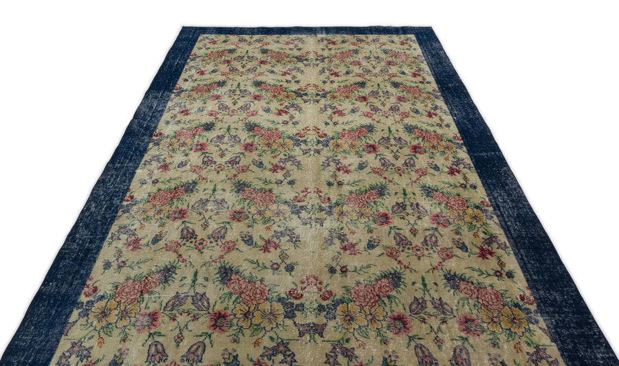 Lacivert Anadolu Eskitme Madalyonlu Yün Halı 188x297 - Özel Seri