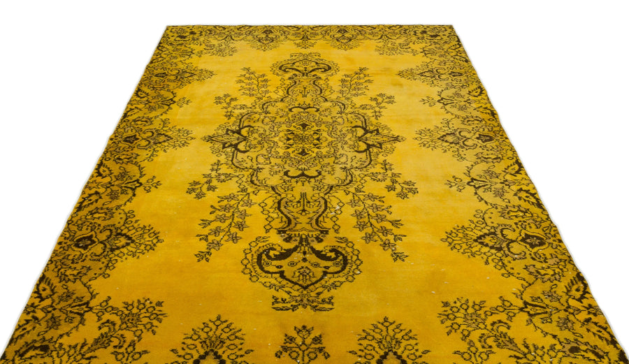 Sarı Isparta Geometrik Madalyonlu Yün Halı 185x302 - Özel Seri