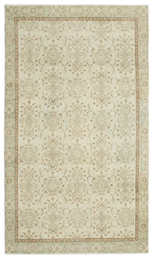 Bej Anadolu Eskitme Çiçekli Yün Halı 176x301 - Özel Seri