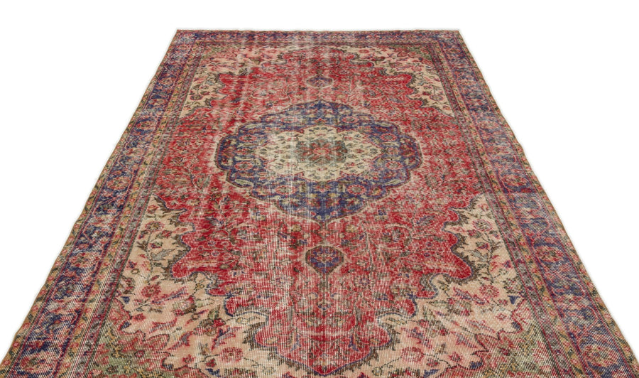 Kırmızı Anadolu Eskitme Klasik Yün Halı 182x284 - Özel Seri