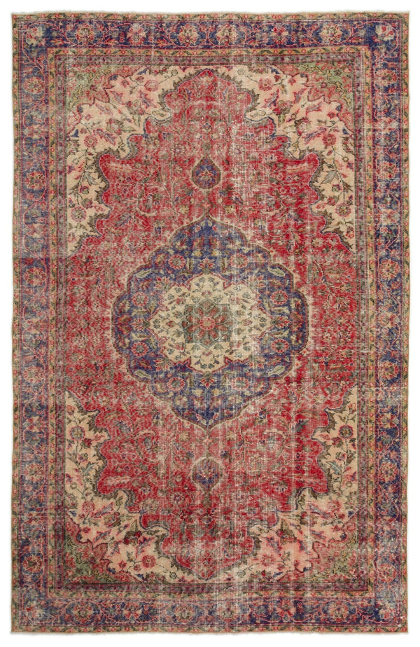 Kırmızı Anadolu Eskitme Klasik Yün Halı 182x284 - Özel Seri