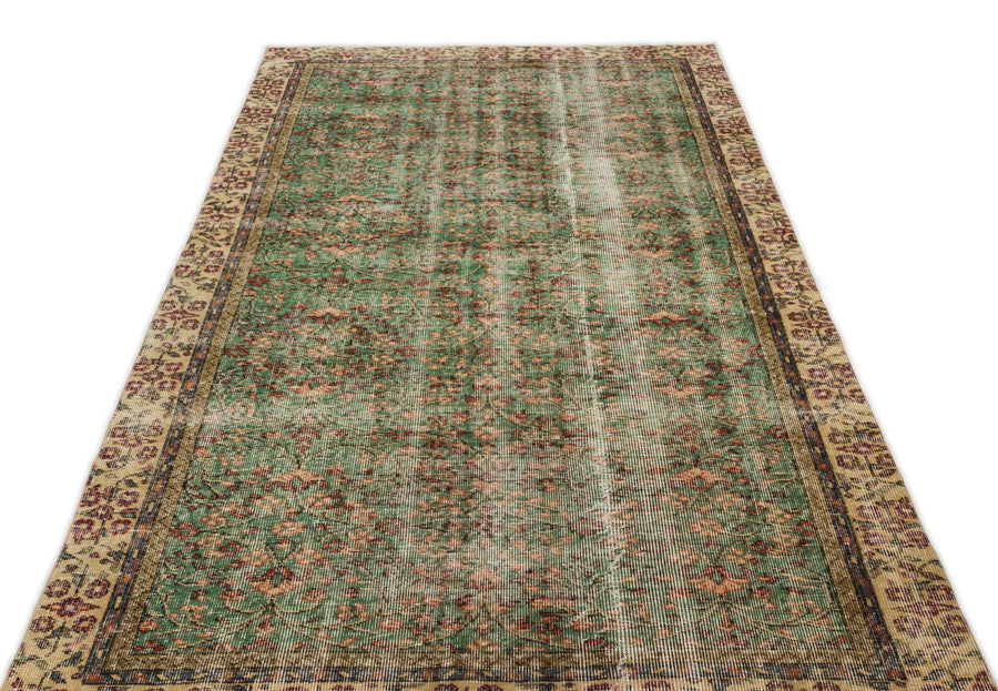 Yeşil Bohem Eskitme Yün Halı 150x262