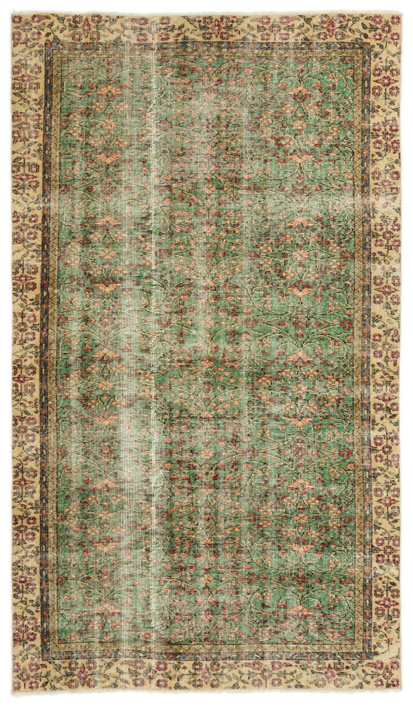 Yeşil Bohem Eskitme Yün Halı 150x262