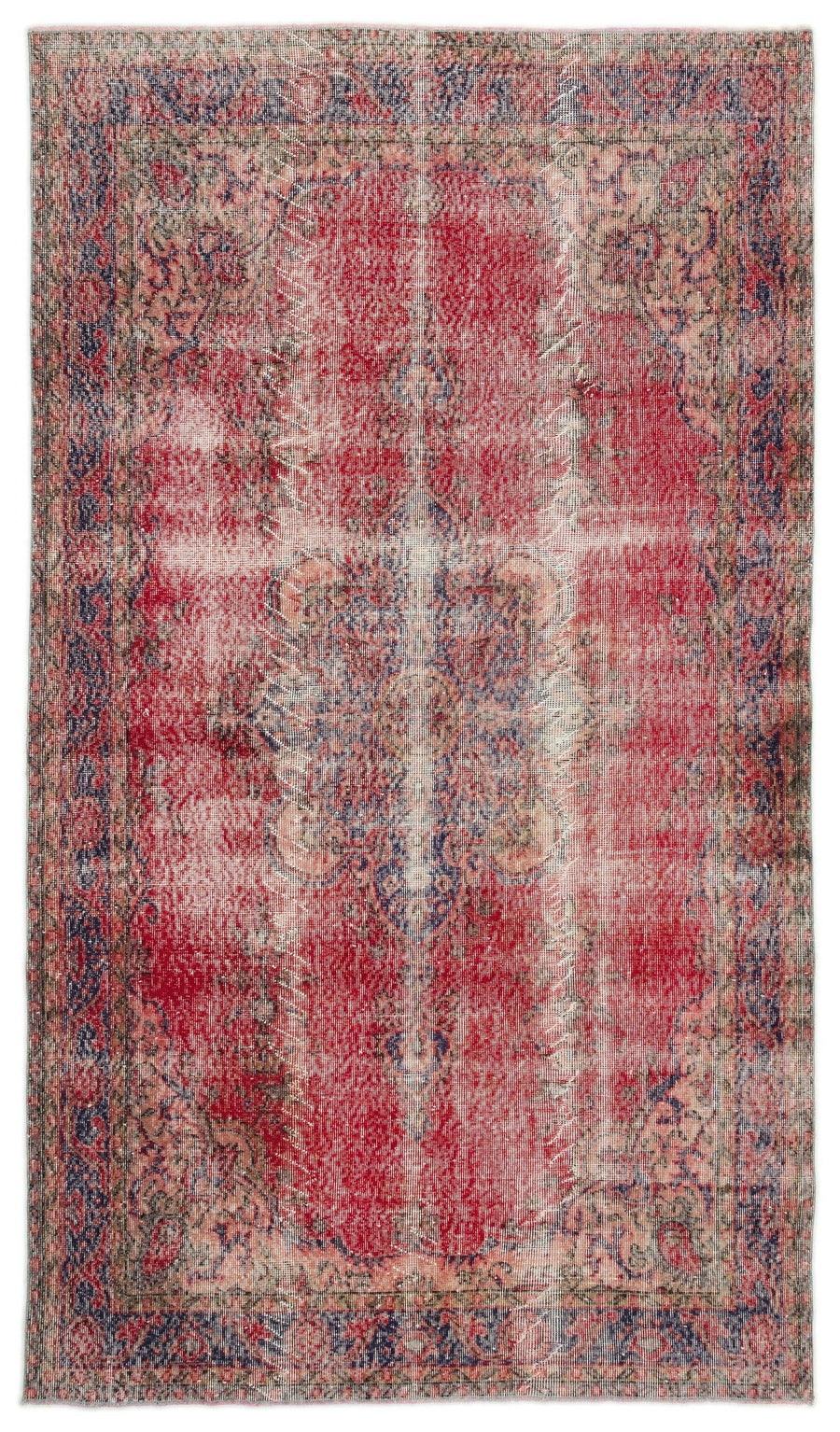 Eskitme Kırmızı El Dokuma Halı Madalyon Desenli 168x287 cm 17497 – Koridor kullanımı
