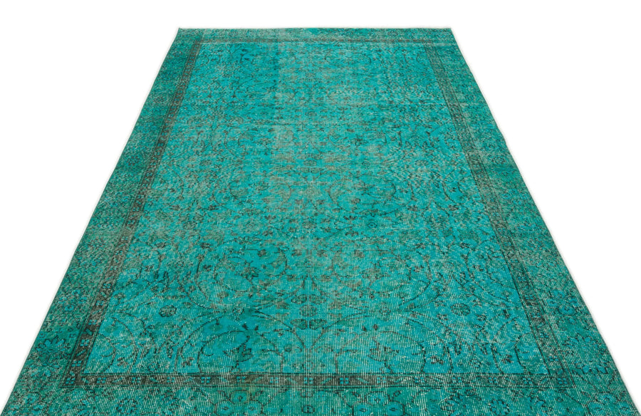 Gri Mavi Eskitme Madalyonlu Yün Halı 161x262