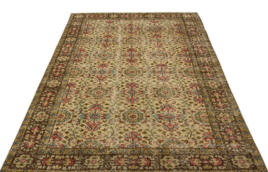 Antrasit Bej Anadolu Çiçekli Yün Halı 158x255 - Özel Seri