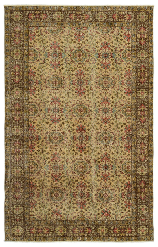 Antrasit Bej Anadolu Çiçekli Yün Halı 158x255 - Özel Seri