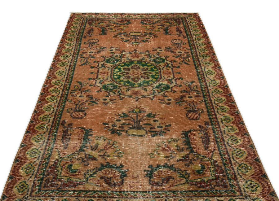 Bej Anadolu Eskitme Geometrik Yün Halı 139x265 - Özel Seri